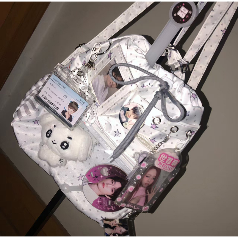 Anime Tote Bag - Mochila con cordón de lunares, bolso